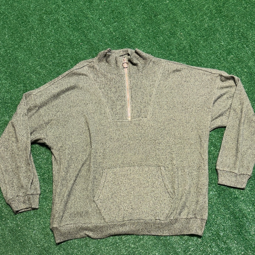 Women’sGreen Sweater with Half-Zip